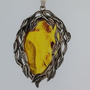 Sterling Silver One of a Kind Amber Necklace